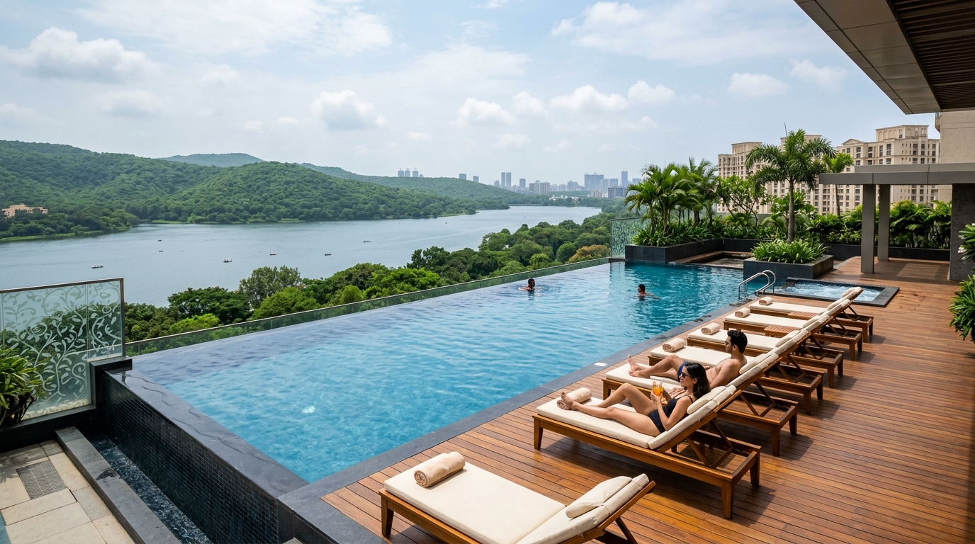 Infinity Swimming Pool Overlooking Powai Lake