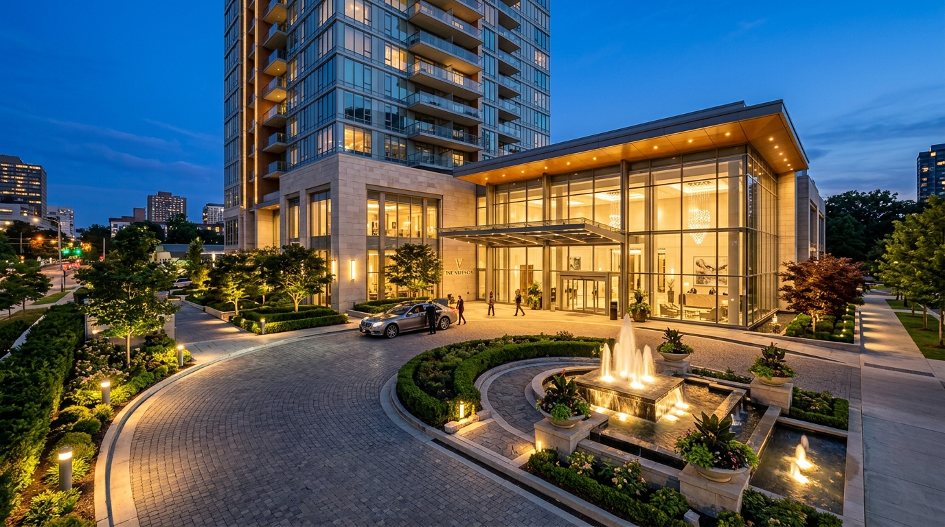 Grand Entrance & Drop-off Lobby in Powai luxury tower