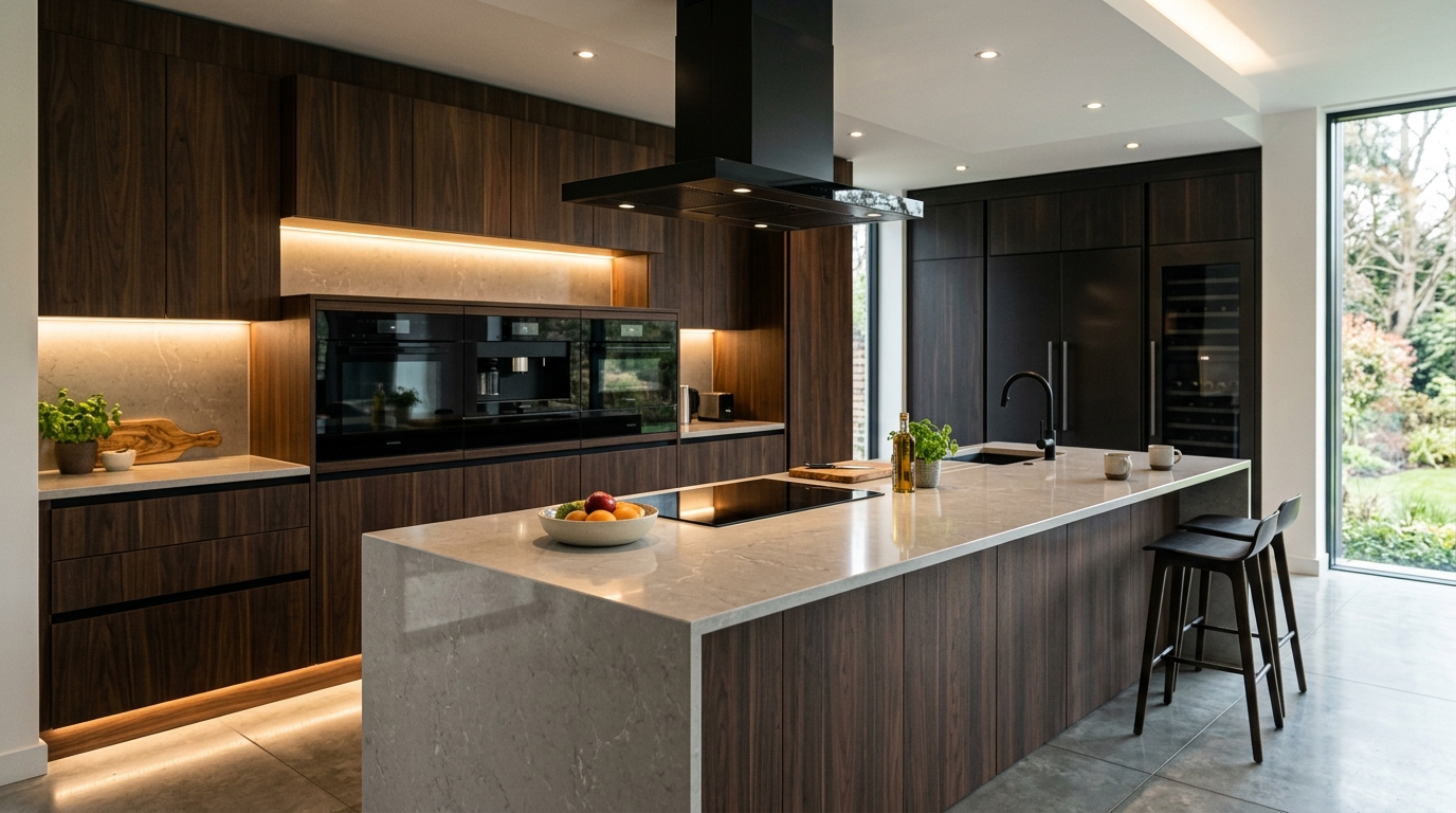 Modern Luxury Modular Kitchen with Quartz Island
